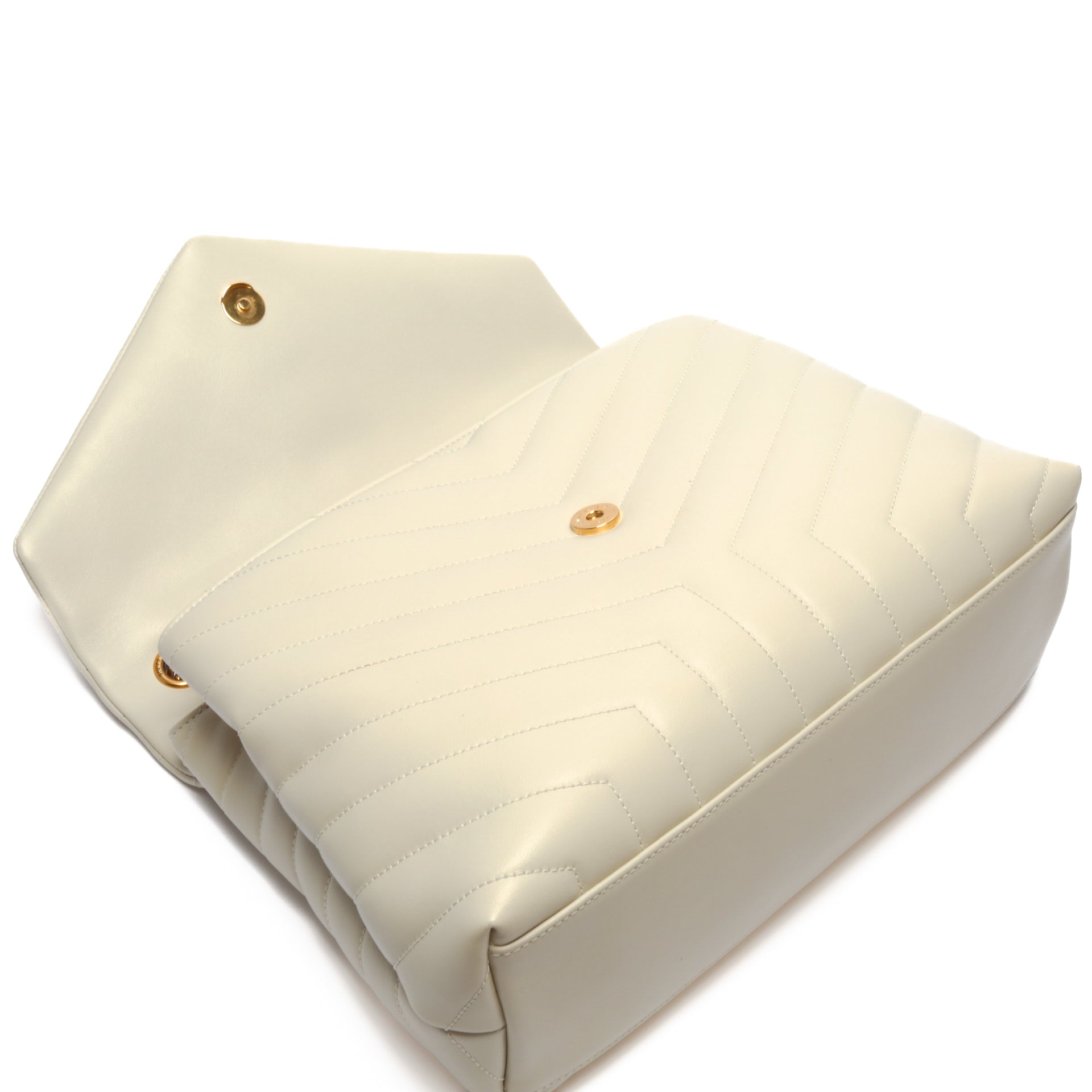 SAINT LAURENT Lou Lou Medium Chain Bag- Blanc Vintage (Off White)