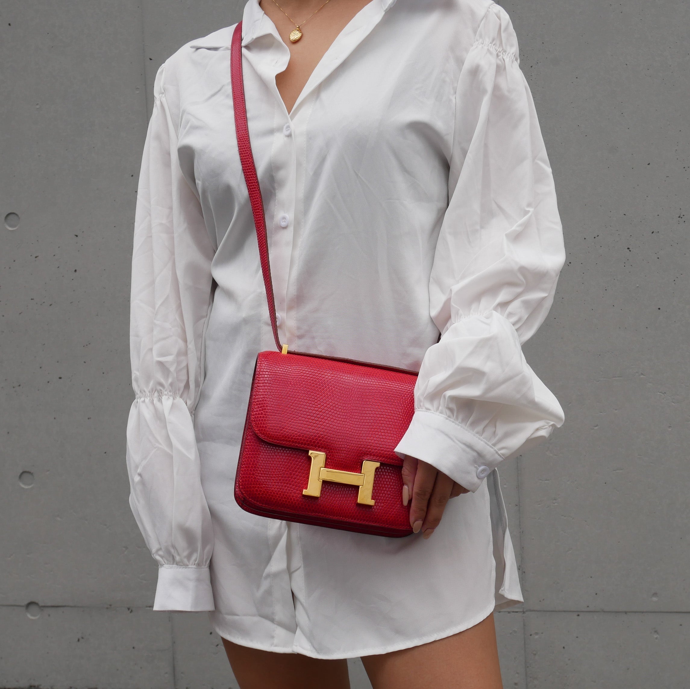 HERMES MINI CONSTANCE 18 Rouge Lizard