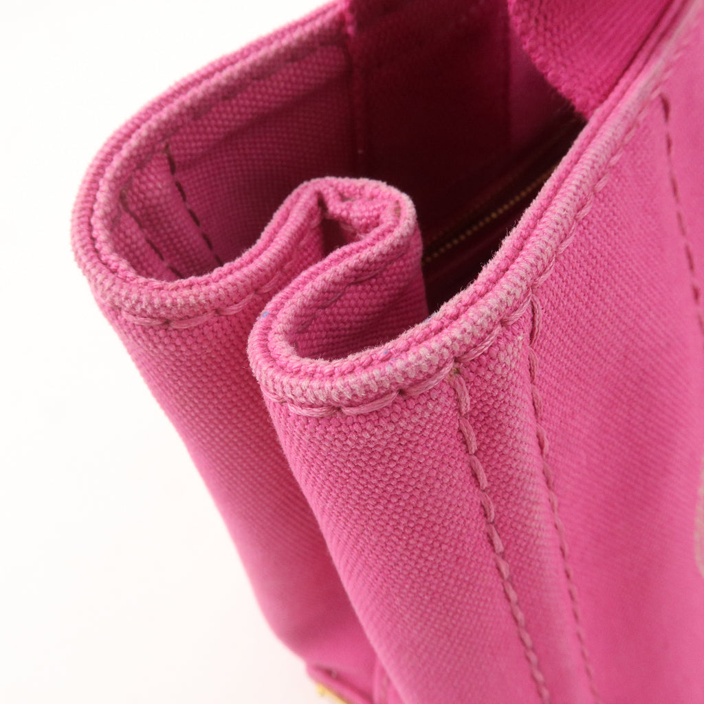 PRADA Canapa Mini Canvas Tote Bag Hand Bag Pink BN2439