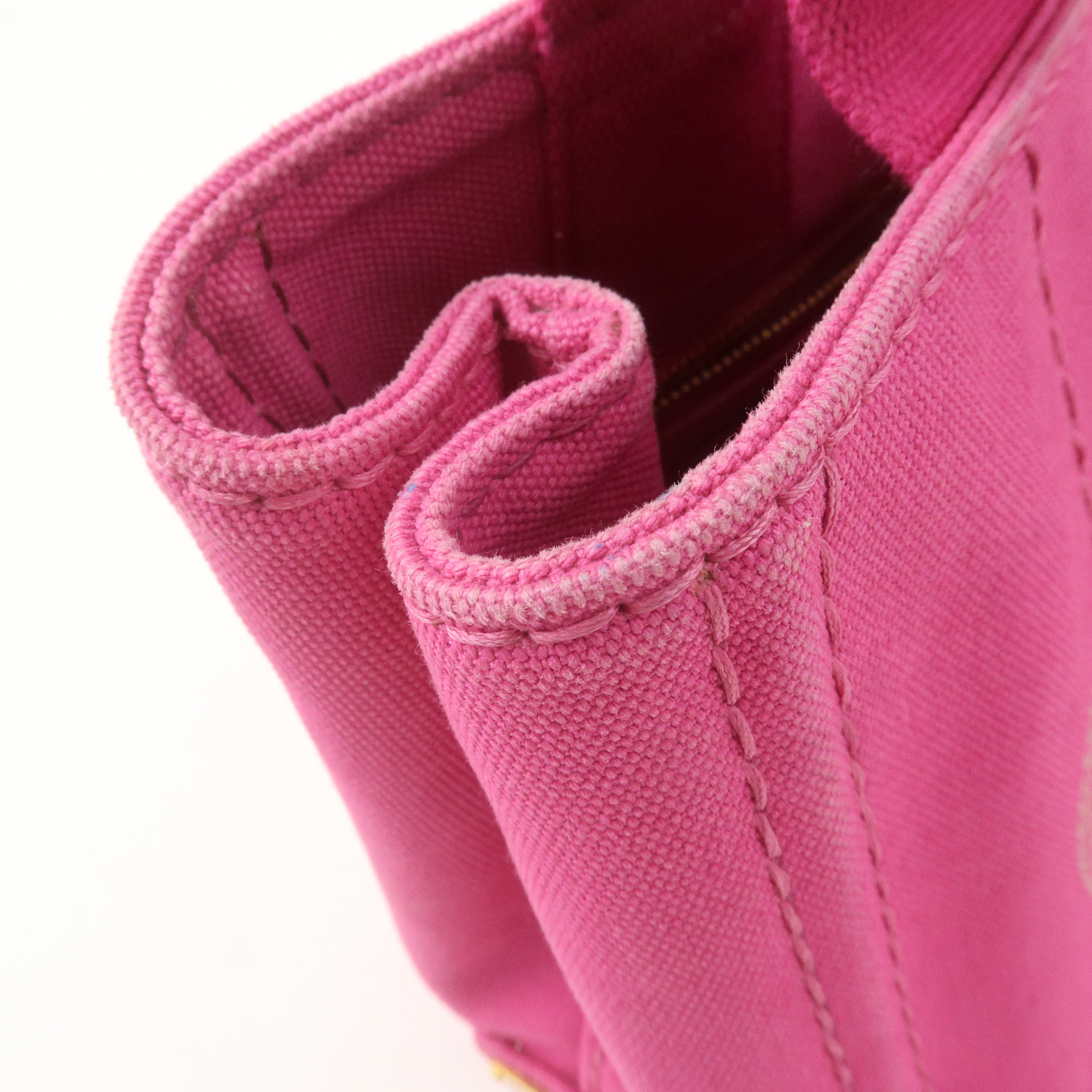 PRADA Canapa Mini Canvas Tote Bag Hand Bag Pink BN2439