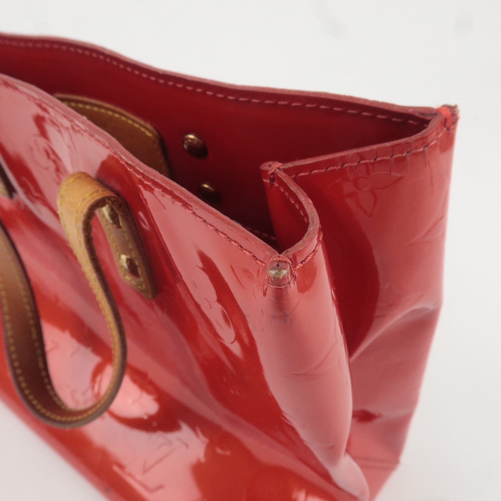 Louis Vuitton Monogram Vernis Lead PM Hand Bag Rouge M91088