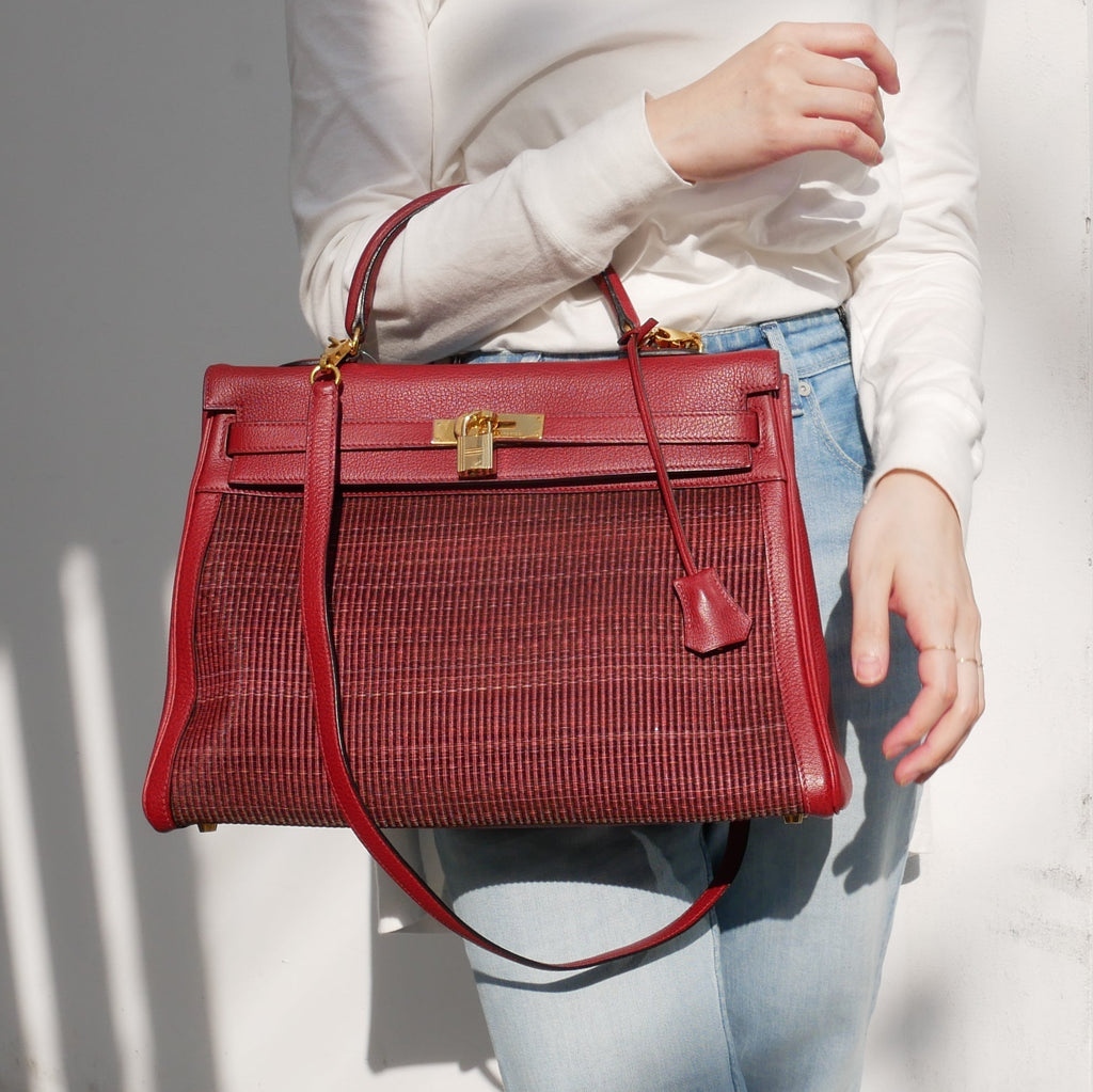 HERMES 2002 KELLY 35 RETOURNE Rouge H Crinoline