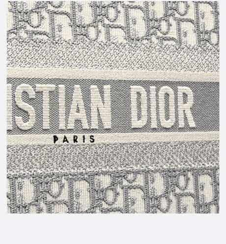 Large Dior BOOK TOTE Gray Oblique Embroidery