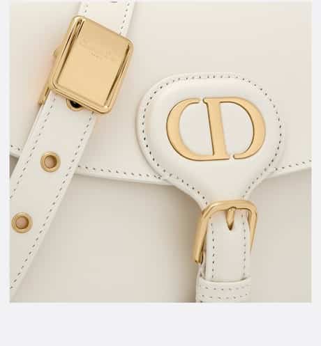 Large Dior Bobby Bag Latte Box Calfskin with Blue Oblique Embroidered Strap