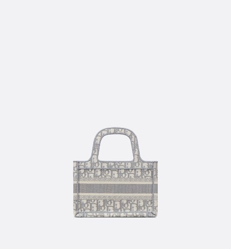 Mini Dior Book Tote Gray Oblique Embroidery