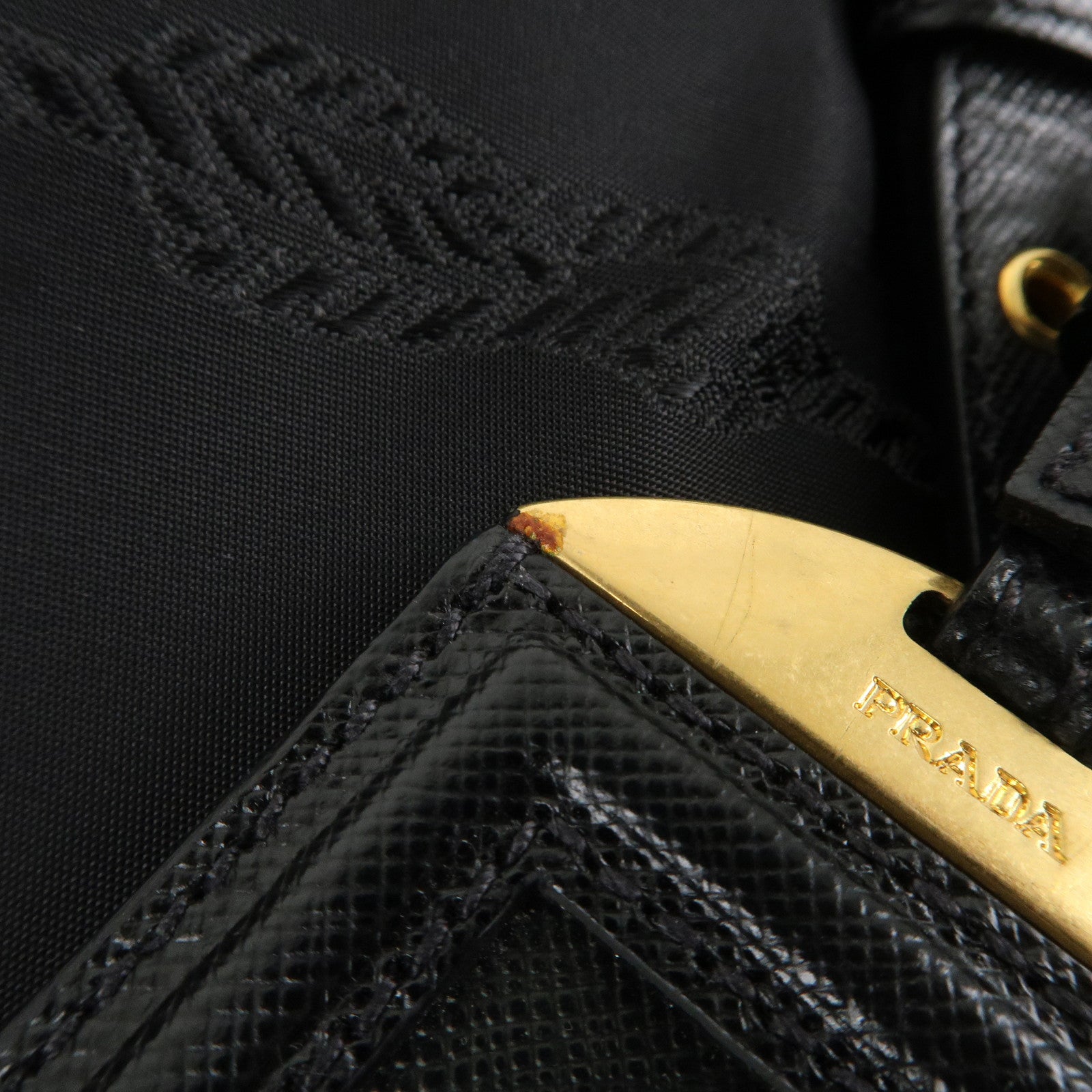 PRADA Logo Nylon Leather 2WAY Bag Shoulder Bag Black