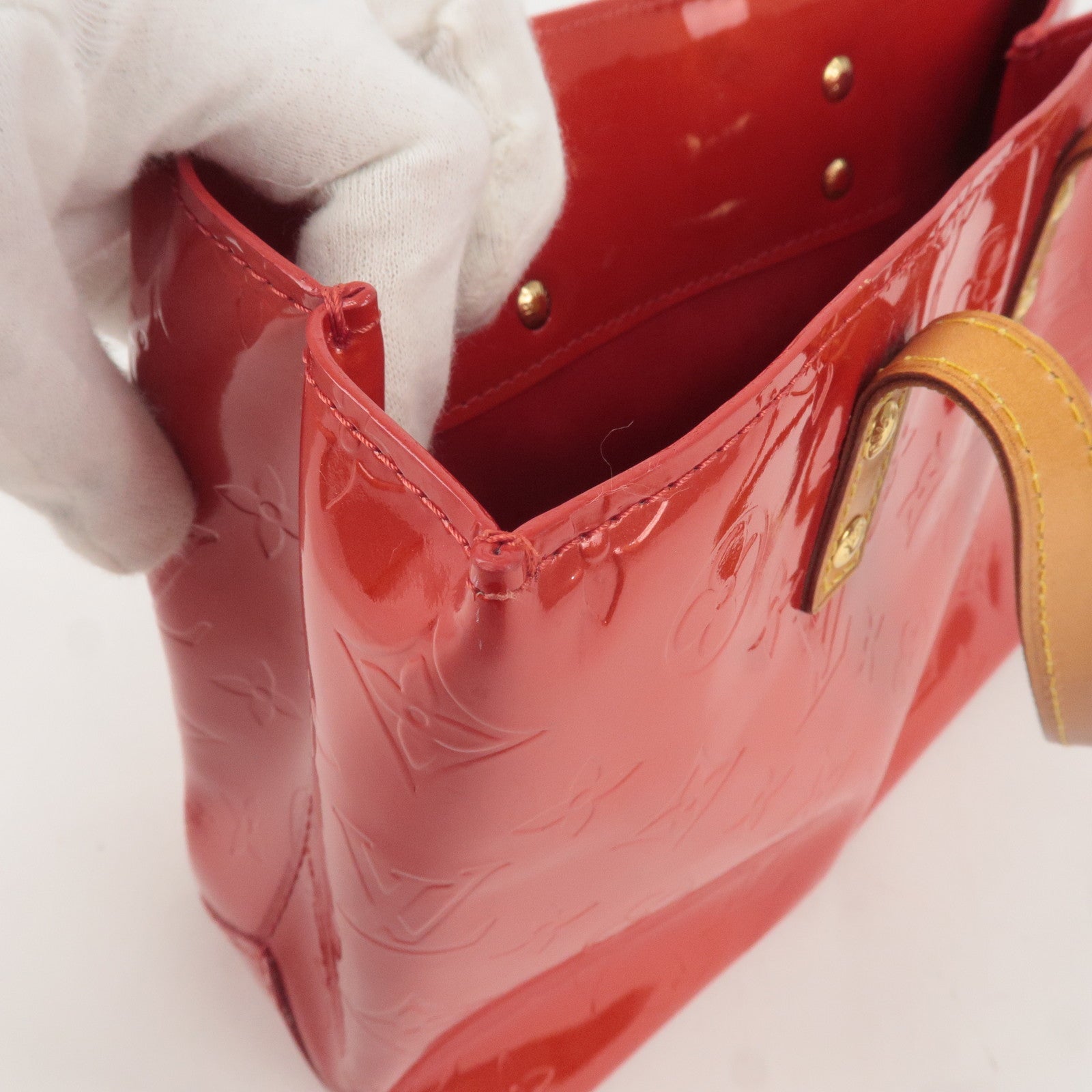 Louis Vuitton Monogram Vernis Lead PM Hand Bag Rouge M91088