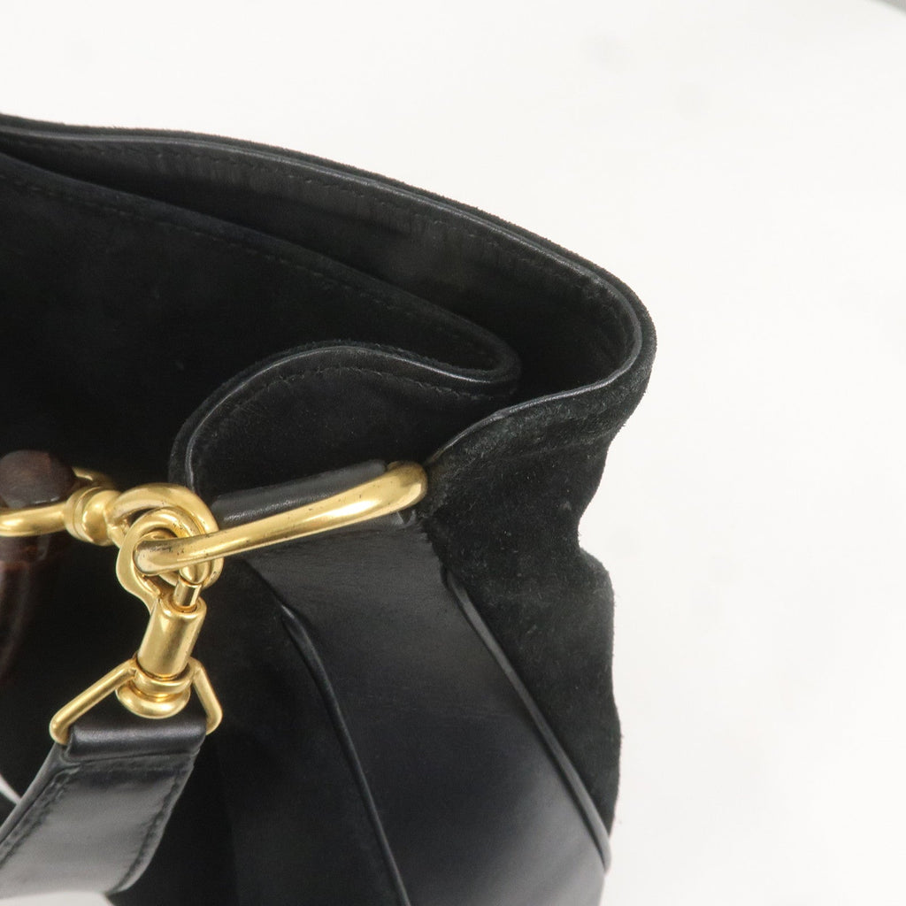 GUCCI Bamboo Suede Leather 2WAY Bag Black 001.1014.1577