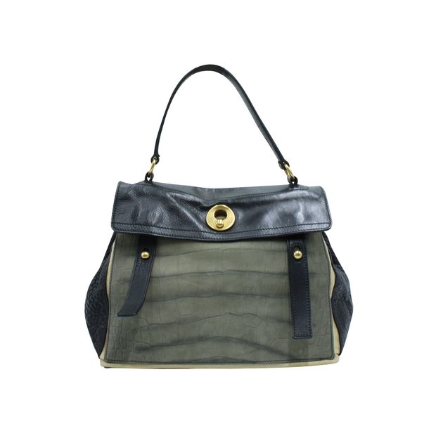 YVES SAINT LAURENT Vintage Crocodille Embossed Muse 2 Tote