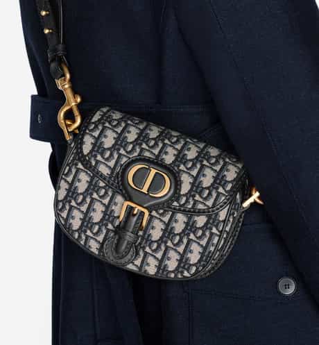 Small Diior Bobby Bag Blue Oblique Jacquard