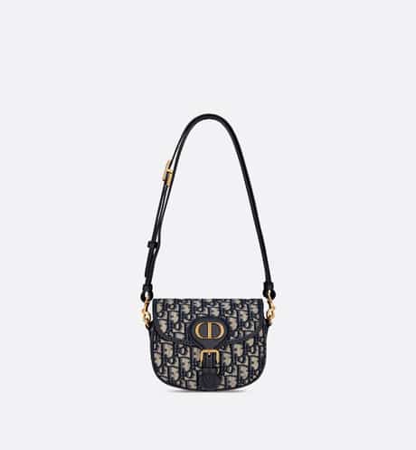Small Diior Bobby Bag Blue Oblique Jacquard