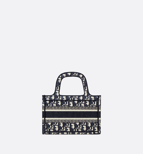 Mini Dior Book Tote Blue Oblique Embroidery