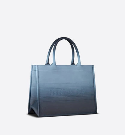 Small Dior Book Tote Indigo Blue Gradient Smooth Calfskin