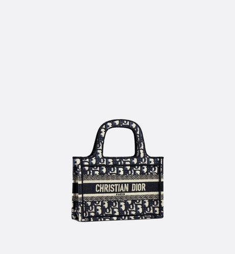 Mini Dior Book Tote Blue Oblique Embroidery