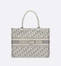 Large Dior BOOK TOTE Gray Oblique Embroidery