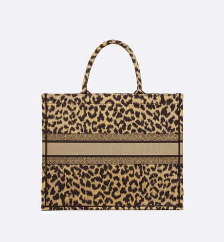large Dior Book Tote Beige Multicolor Mizza Embroidery