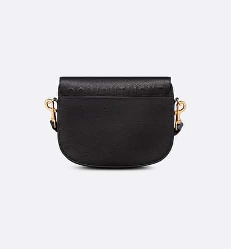 Large Dior Bobby Bag Black Grained Calfskin with Blue  Oblique Embroidered