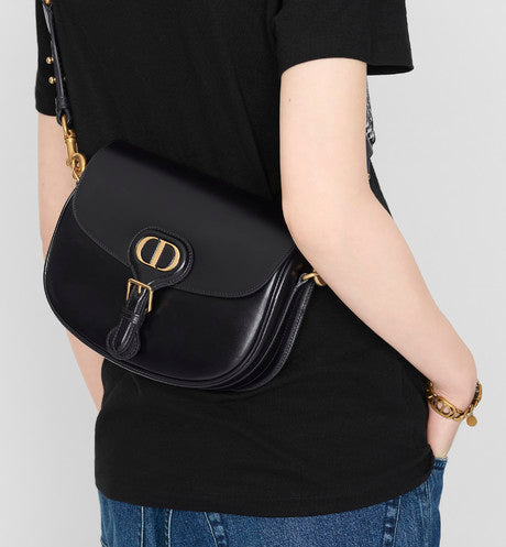 Medium Dior Bobby Bag Black Grained Calfskin