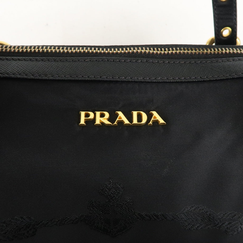 PRADA Logo Nylon Leather 2WAY Bag Shoulder Bag Black