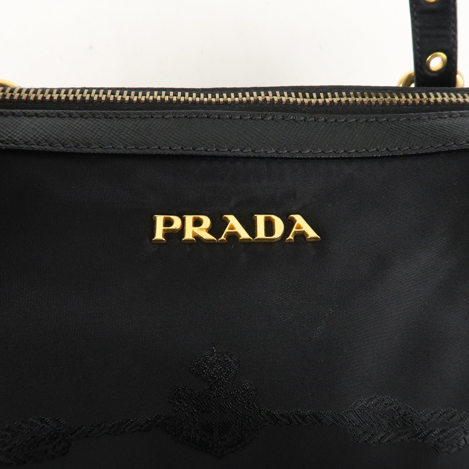PRADA Logo Nylon Leather 2WAY Bag Shoulder Bag Black