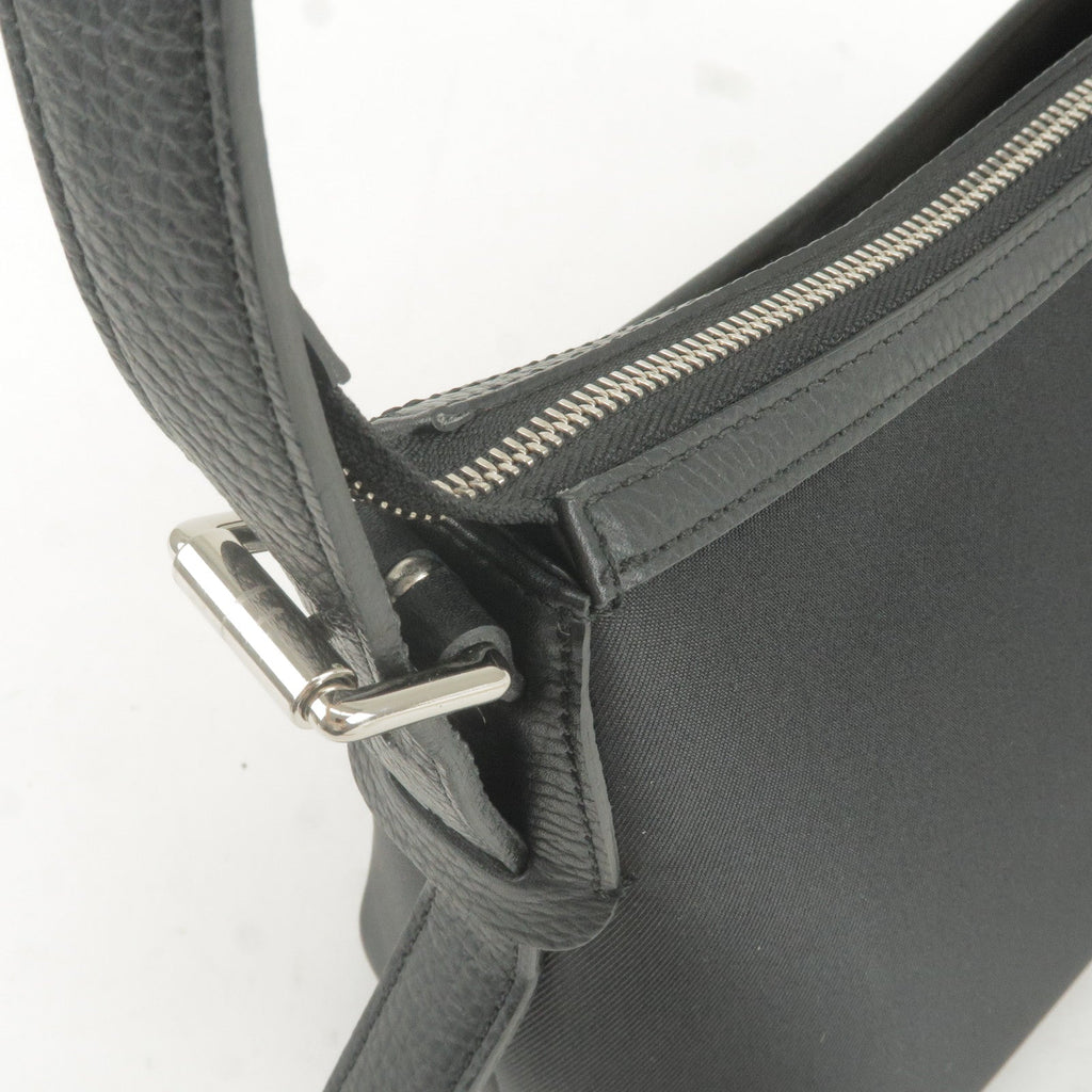 BURBERRY Nova Plaid Canvas Leather Shoulder Bag Beige Black