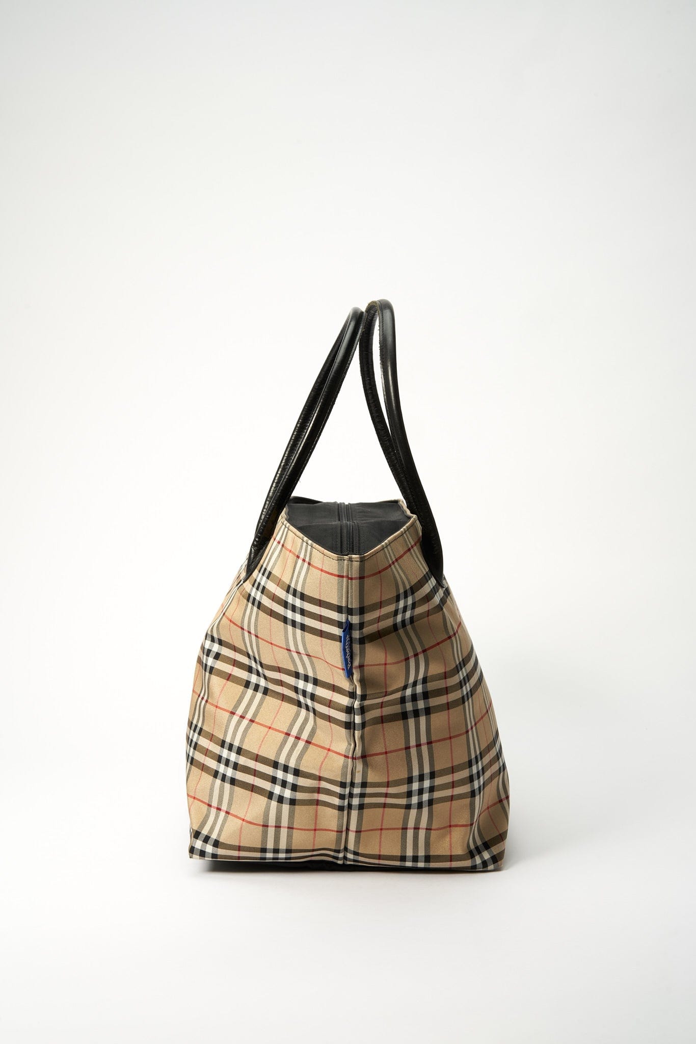 Vintage Burberry Blue Label Tote Bag with Black Leather Trim