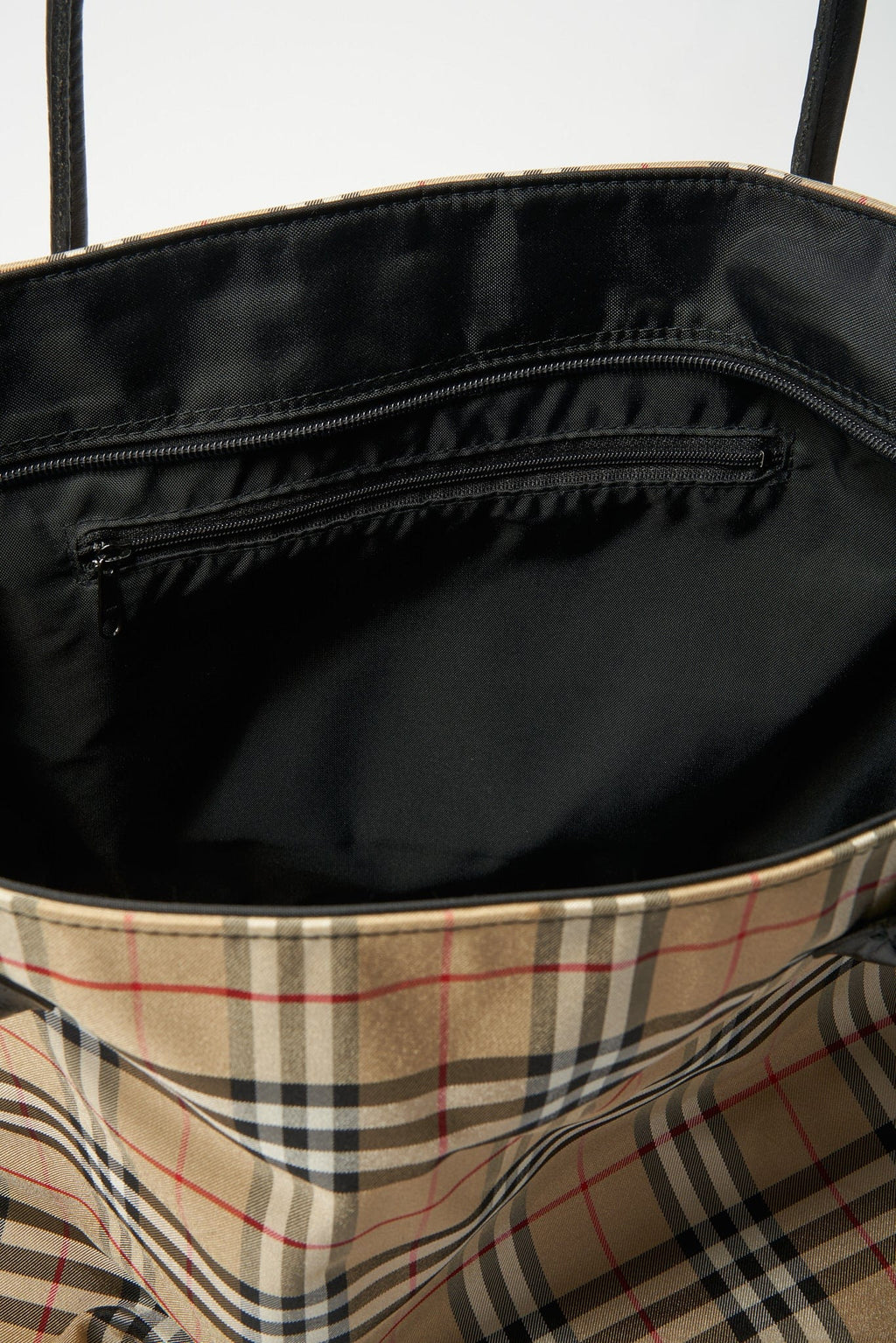 Vintage Burberry Blue Label Tote Bag with Black Leather Trim