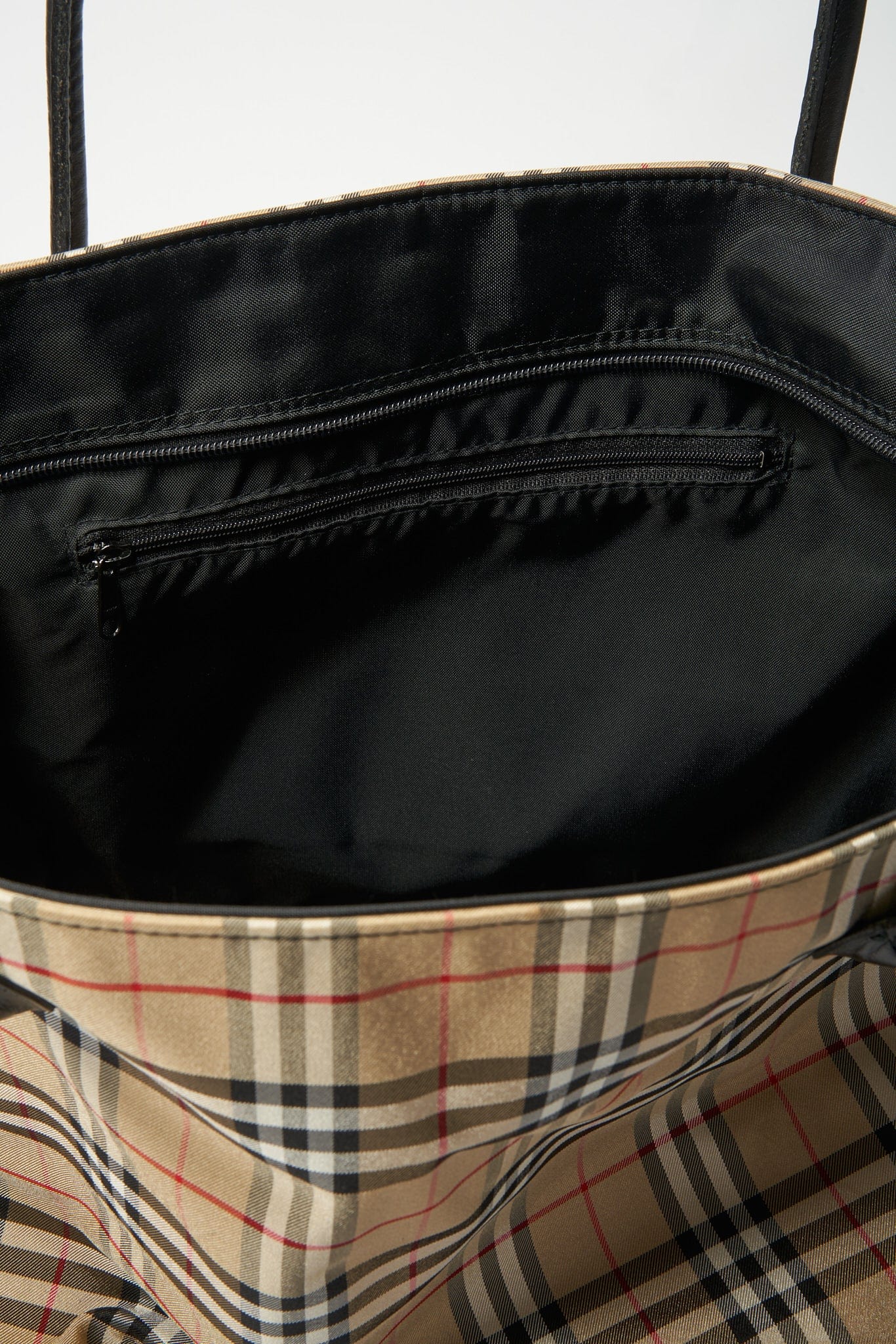 Vintage Burberry Blue Label Tote Bag with Black Leather Trim