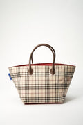 Vintage Burberry Blue Label Tote Bag with Brown Leather Trim