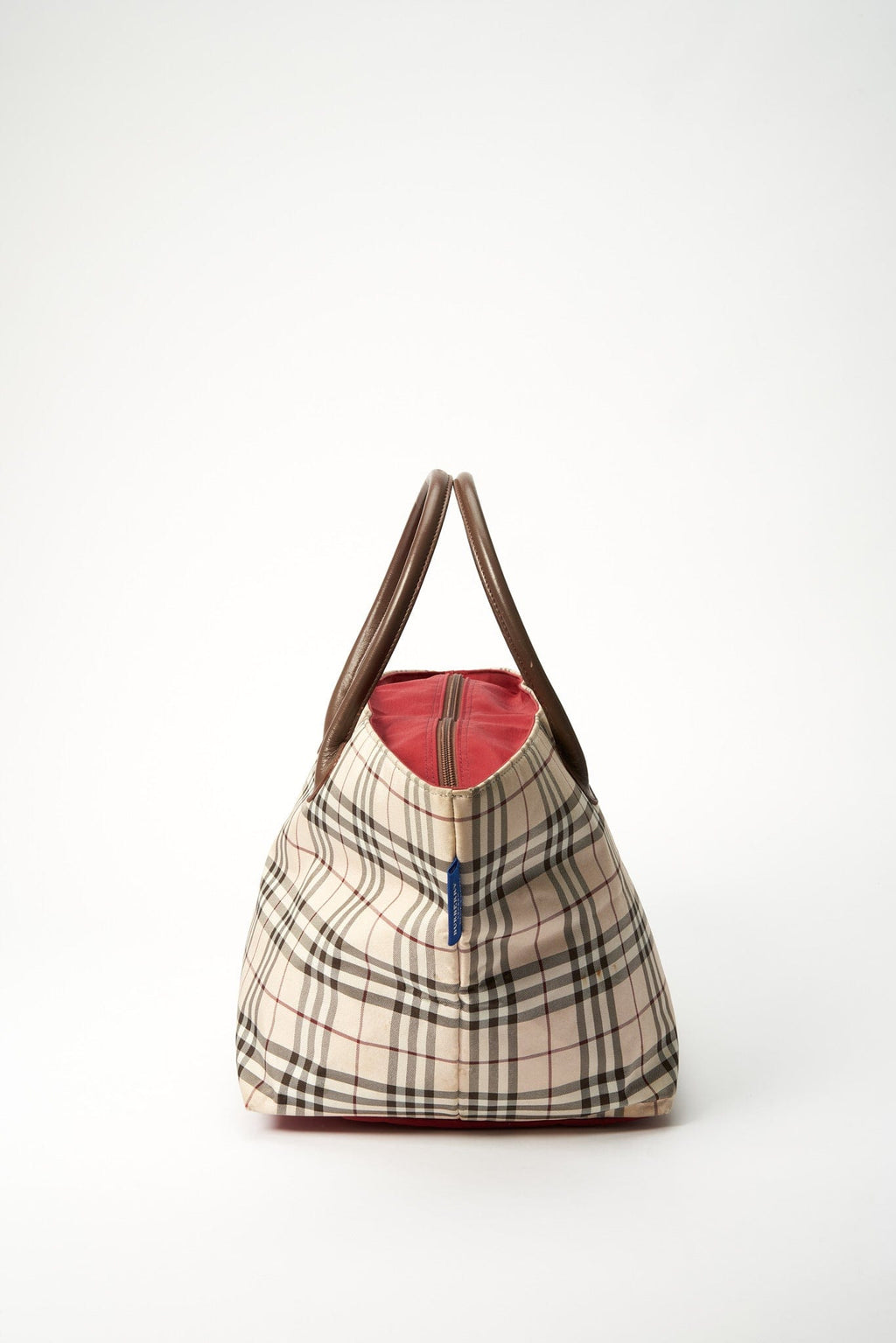 Vintage Burberry Blue Label Tote Bag with Brown Leather Trim