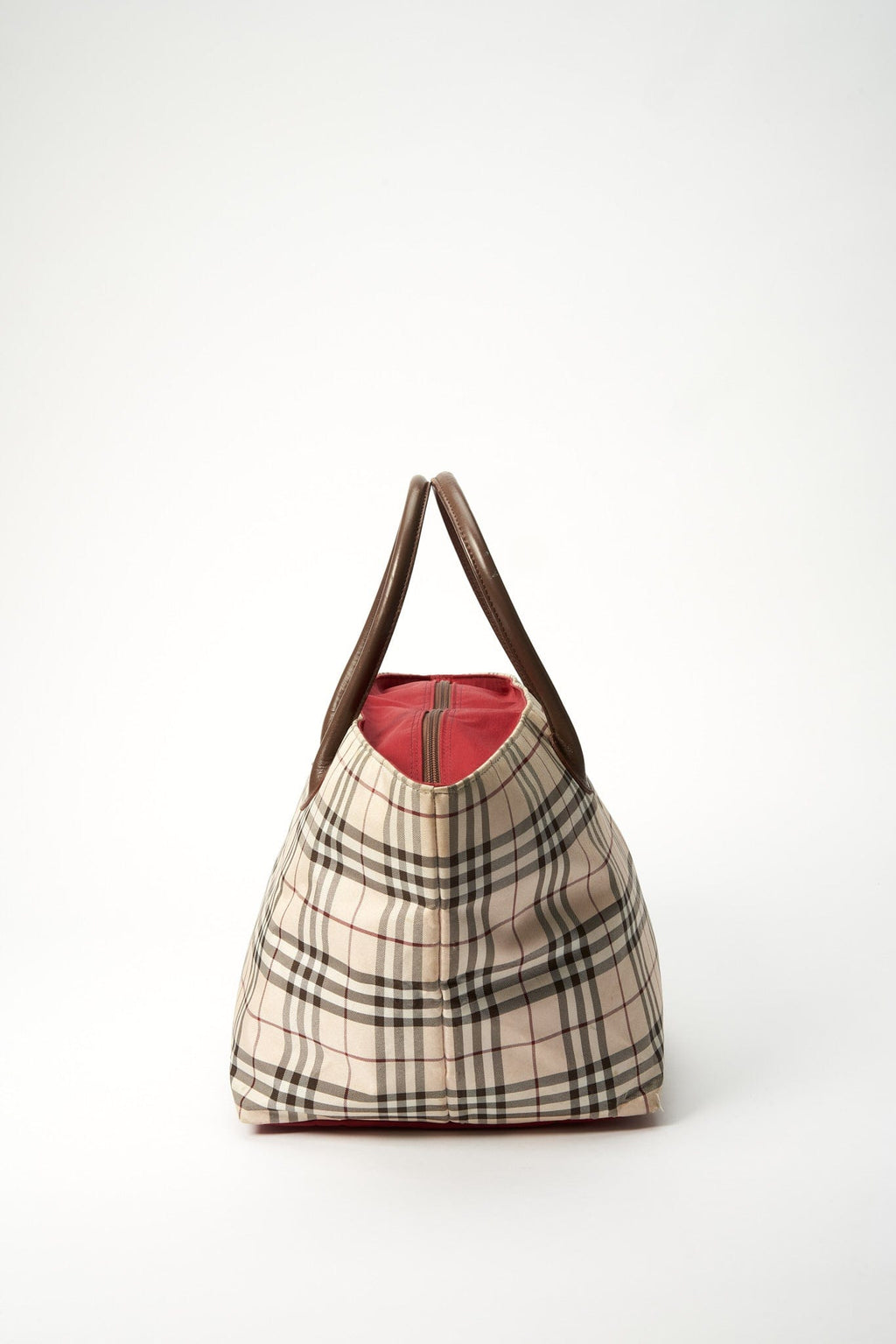 Vintage Burberry Blue Label Tote Bag with Brown Leather Trim
