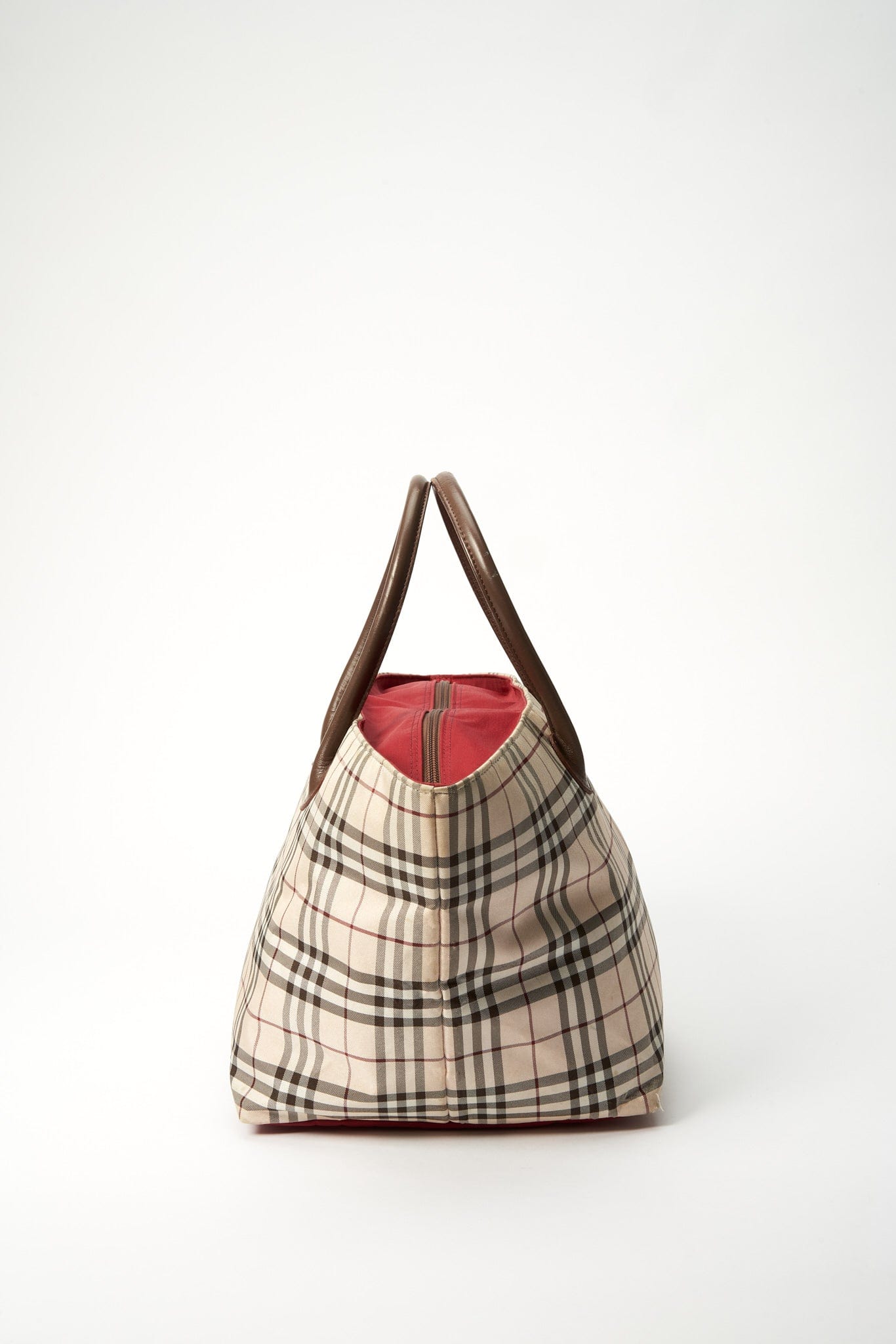 Vintage Burberry Blue Label Tote Bag with Brown Leather Trim