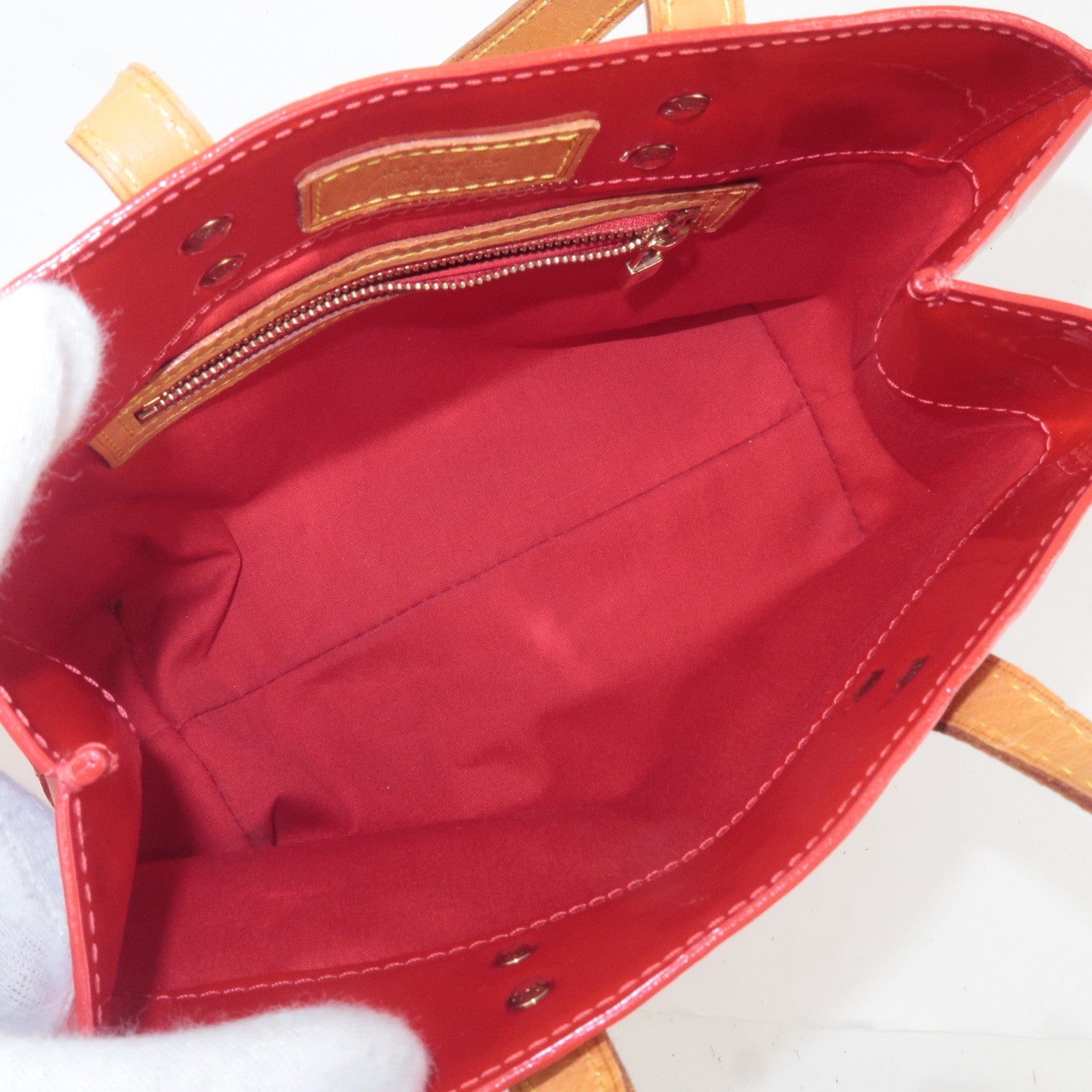 Louis Vuitton Monogram Vernis Lead PM Hand Bag Rouge M91088