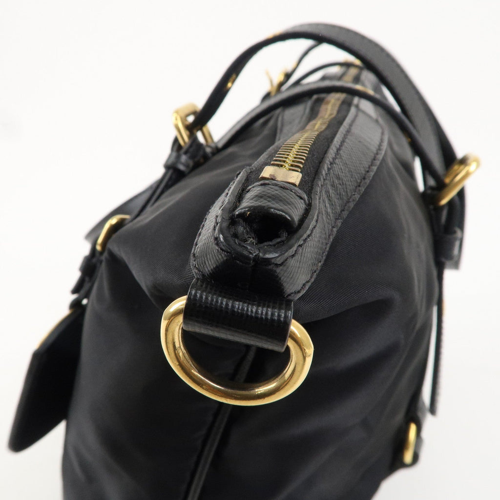 PRADA Logo Nylon Leather 2WAY Bag Shoulder Bag Black