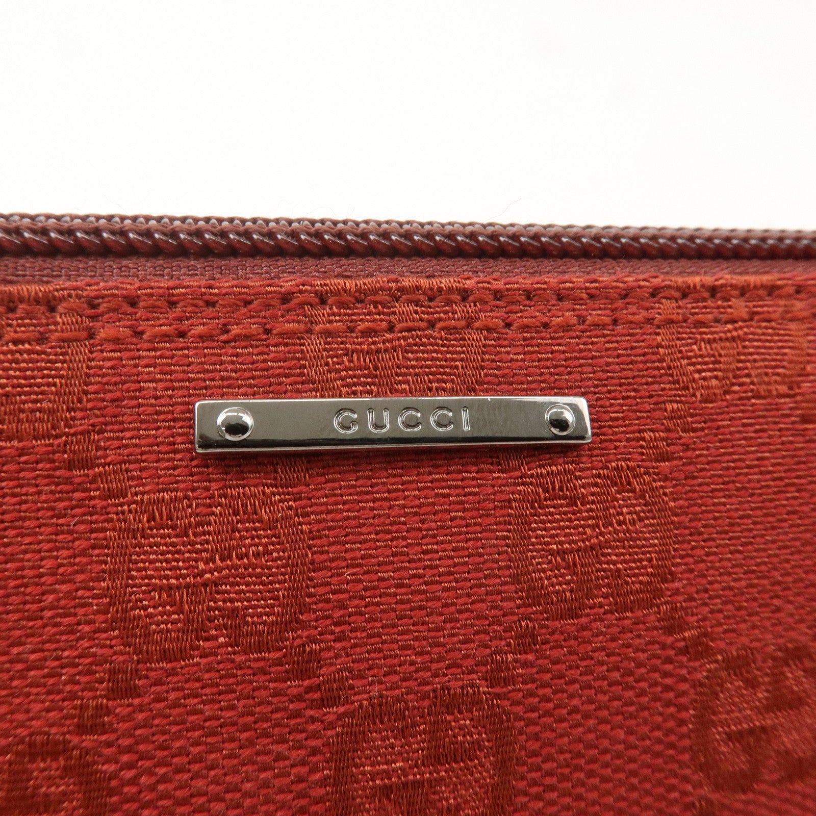 GUCCI Boat Bag GG Canvas Leather Hand Bag Pouch Red 07198