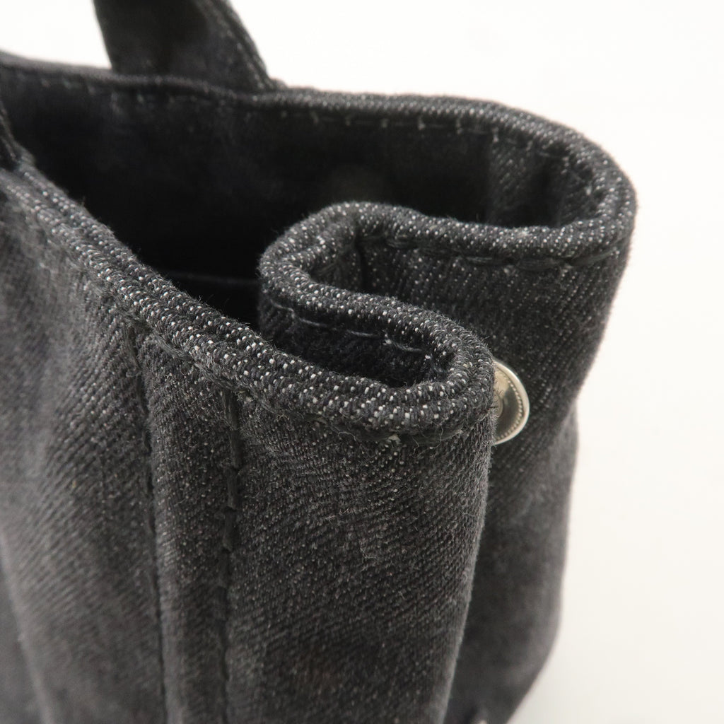 PRADA Logo Canapa Mini Canvas 2Way Hand Bag Denim Black 1BG439