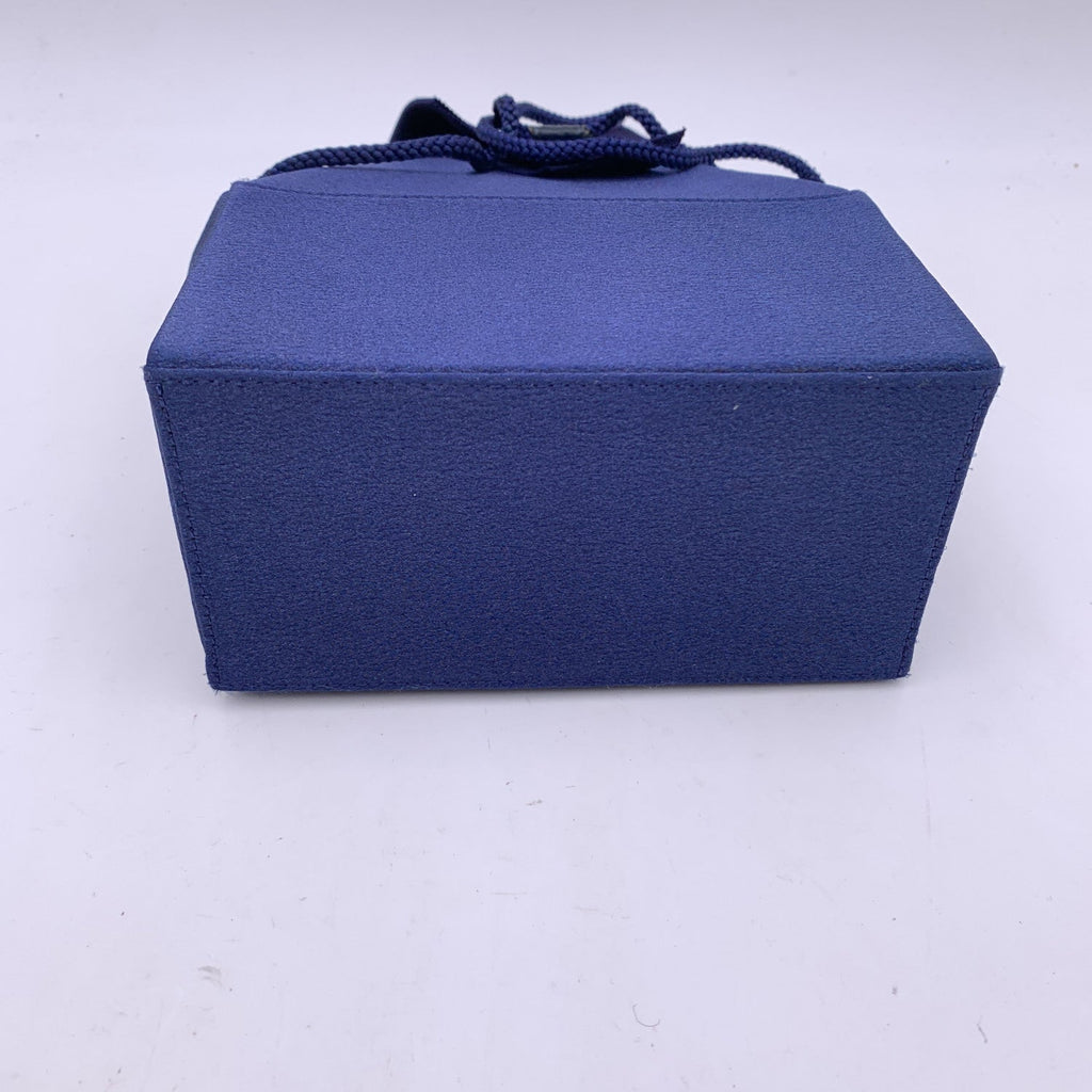 YVES SAINT LAURENT Vintage Blue Satin Shoulder Drawstring Box Bag