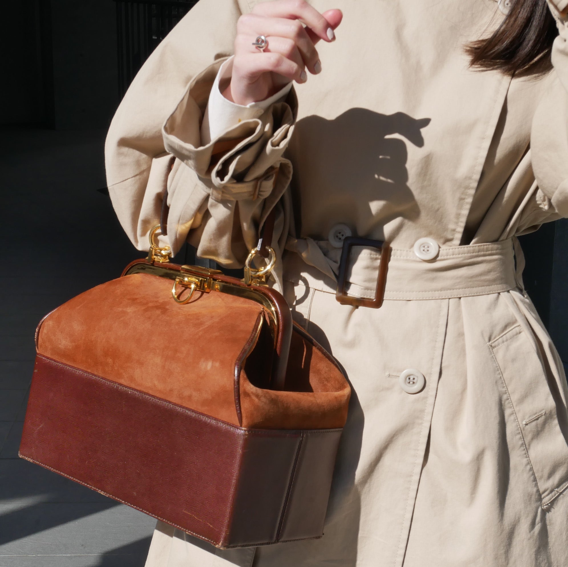 Christian Dior Vintage Doctor's Handbag Brown Suede