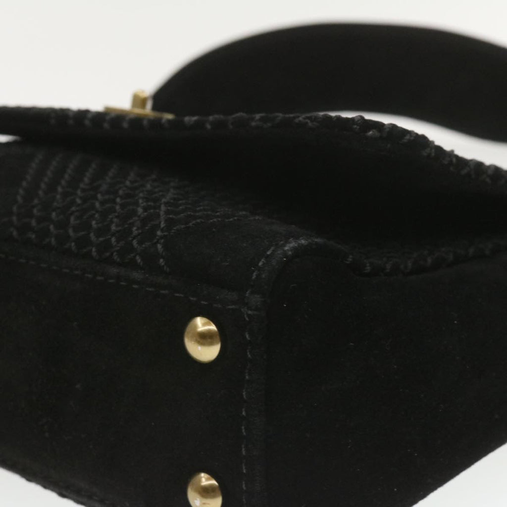 CHANEL Turn Lock Shoulder Bag Suede Black CC  18959
