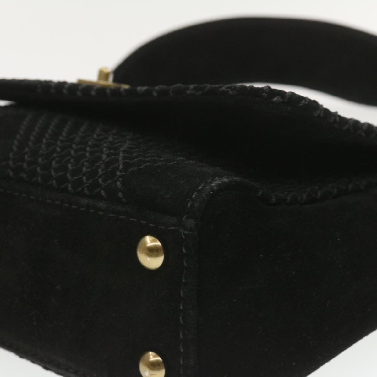 CHANEL Turn Lock Shoulder Bag Suede Black CC  18959