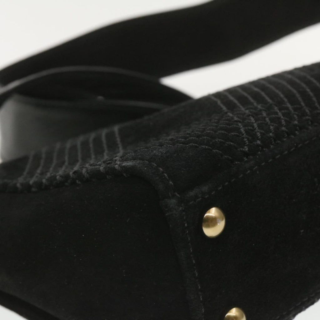CHANEL Turn Lock Shoulder Bag Suede Black CC  18959