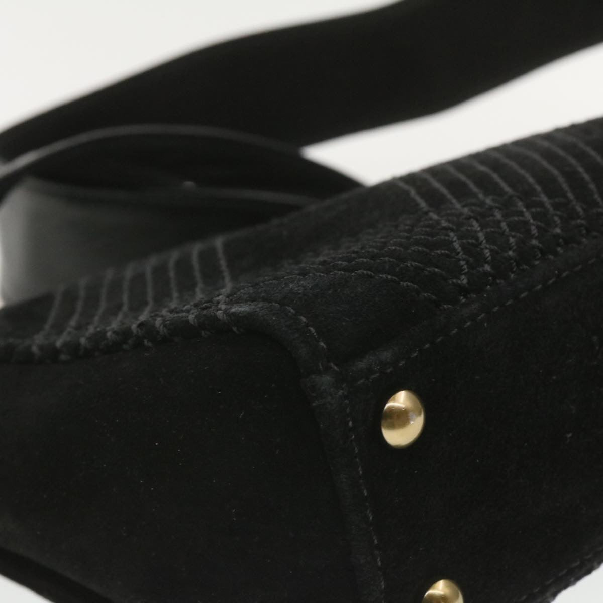 CHANEL Turn Lock Shoulder Bag Suede Black CC  18959