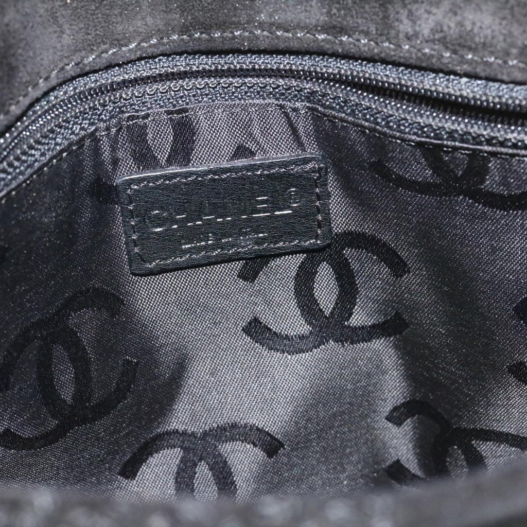 CHANEL Turn Lock Shoulder Bag Suede Black CC  18959