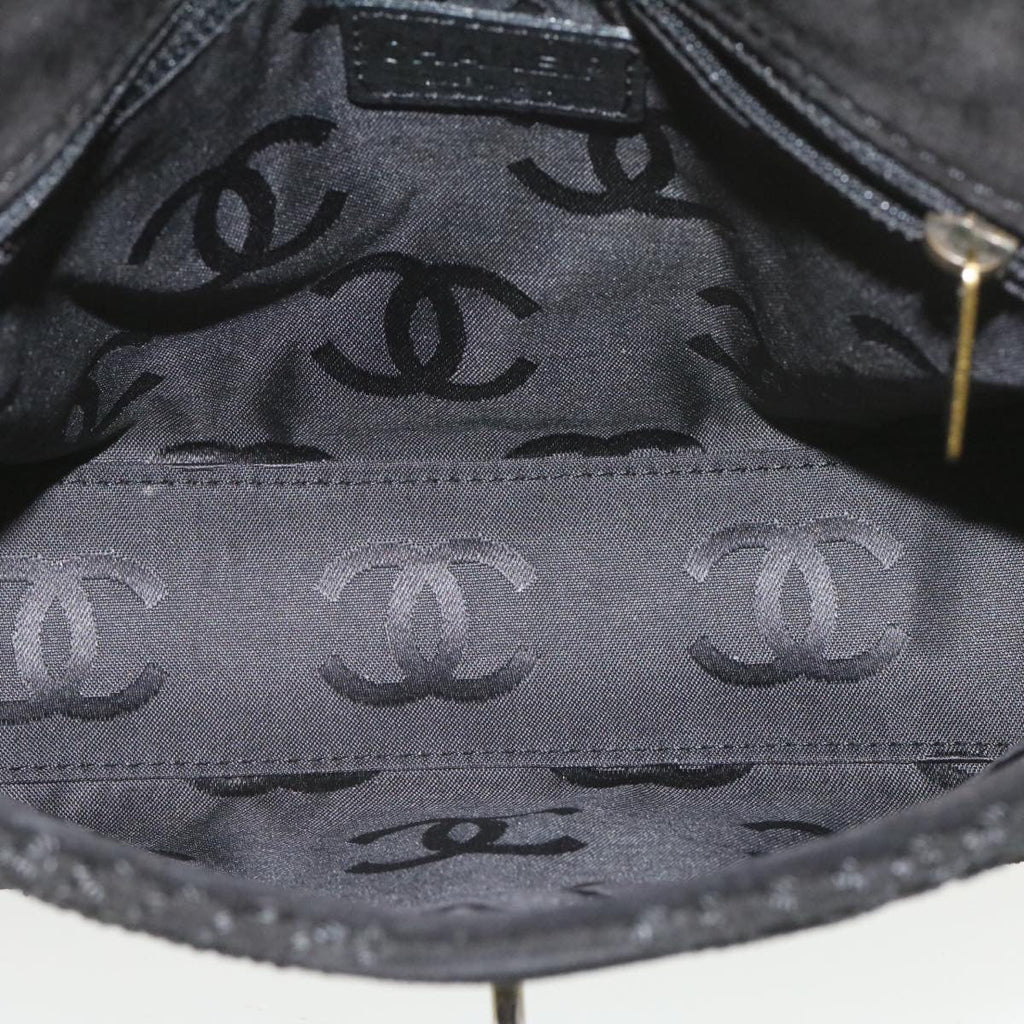 CHANEL Turn Lock Shoulder Bag Suede Black CC  18959