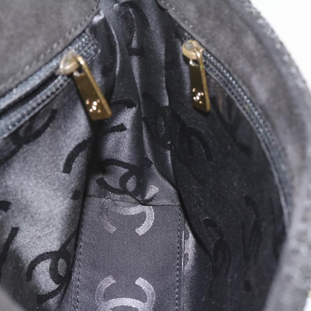 CHANEL Turn Lock Shoulder Bag Suede Black CC  18959