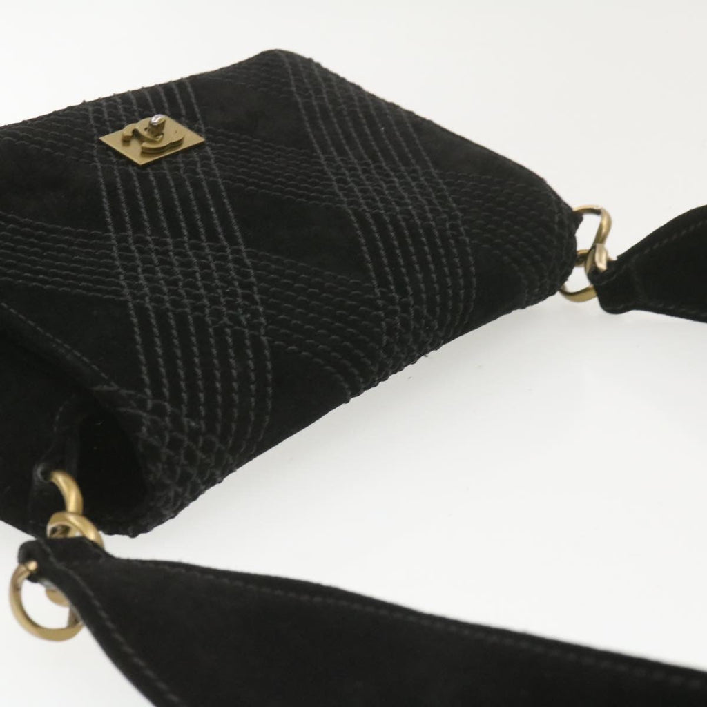 CHANEL Turn Lock Shoulder Bag Suede Black CC  18959