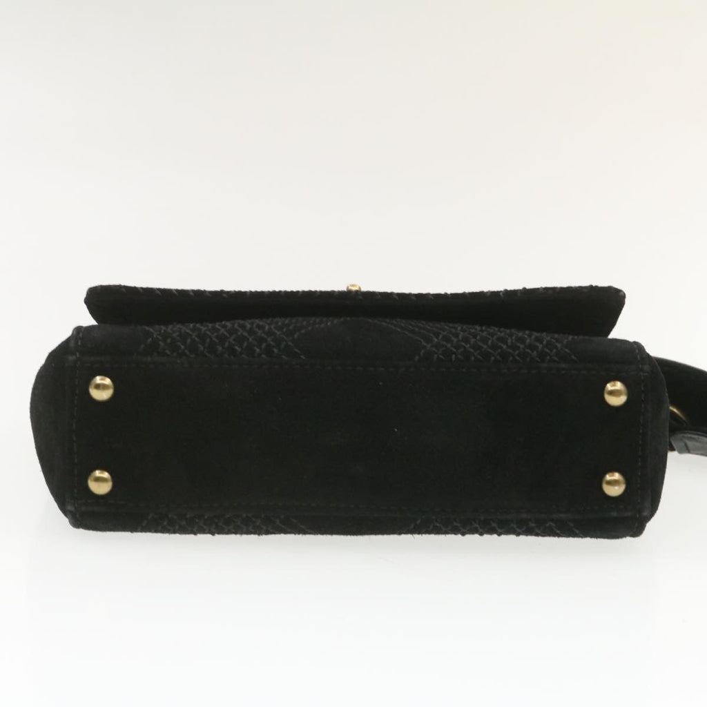 CHANEL Turn Lock Shoulder Bag Suede Black CC  18959