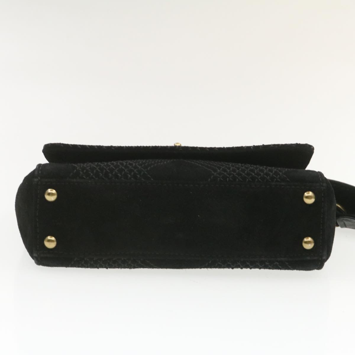CHANEL Turn Lock Shoulder Bag Suede Black CC  18959