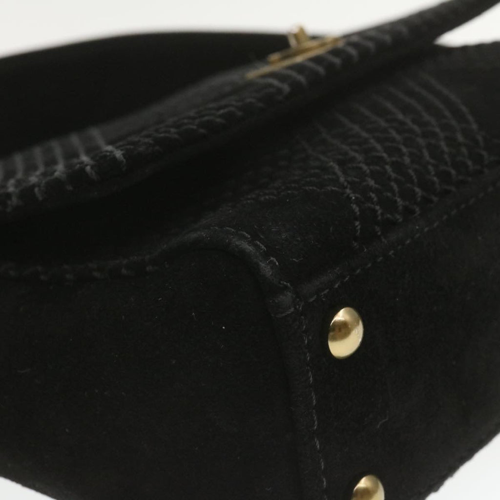CHANEL Turn Lock Shoulder Bag Suede Black CC  18959