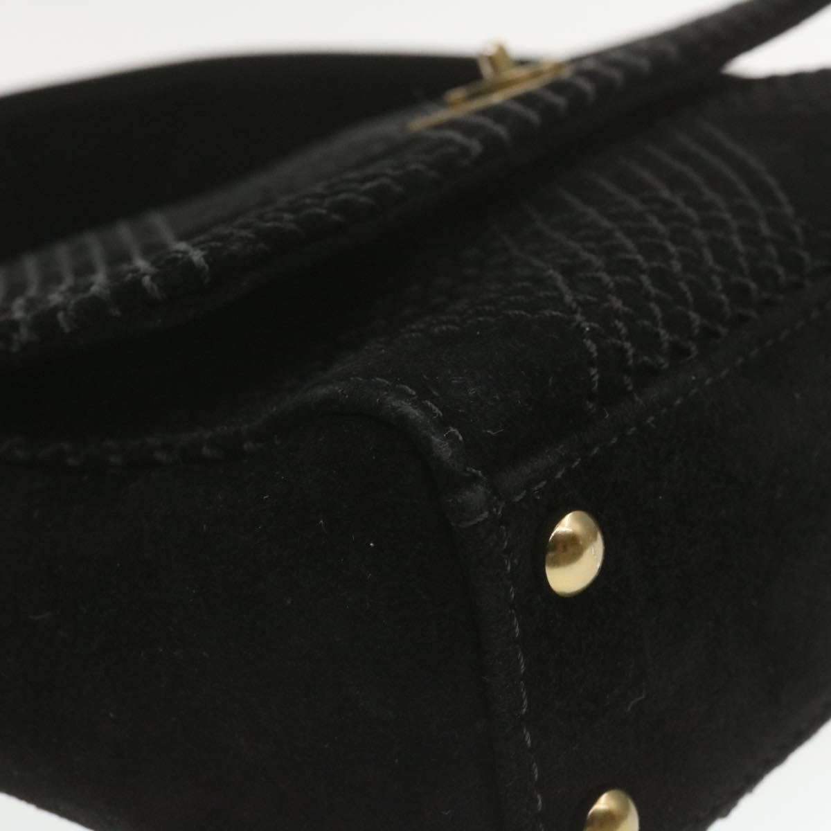 CHANEL Turn Lock Shoulder Bag Suede Black CC  18959
